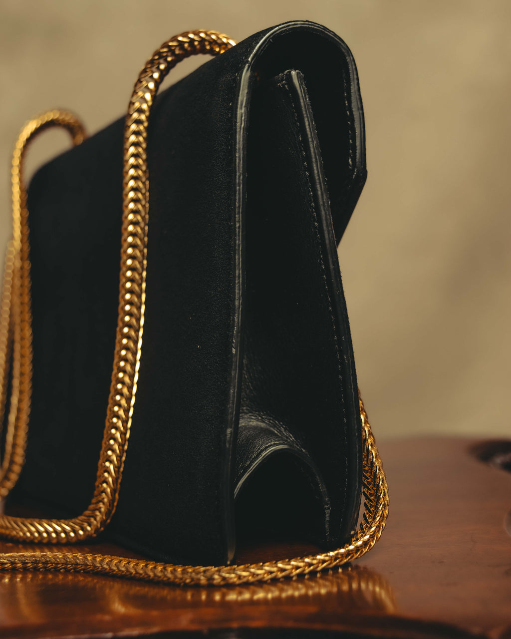 -SPECIAL- "Saint Laurent" 2013-2017 Betty suede and leather geometric flap chain shoulder bag