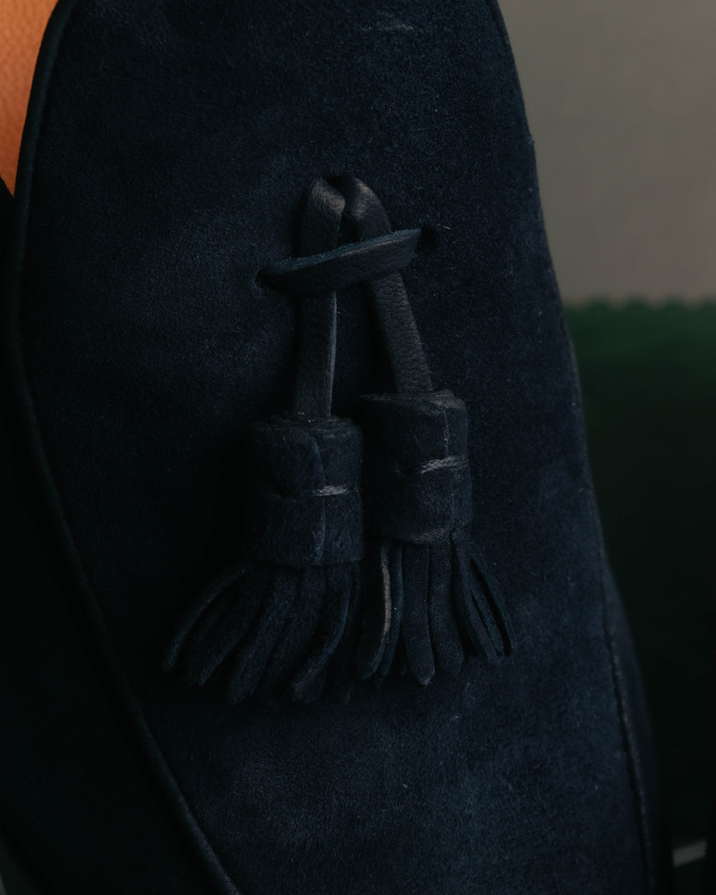 "Santoni" 2010's-2020's Elegant navy suede tassel loafers
