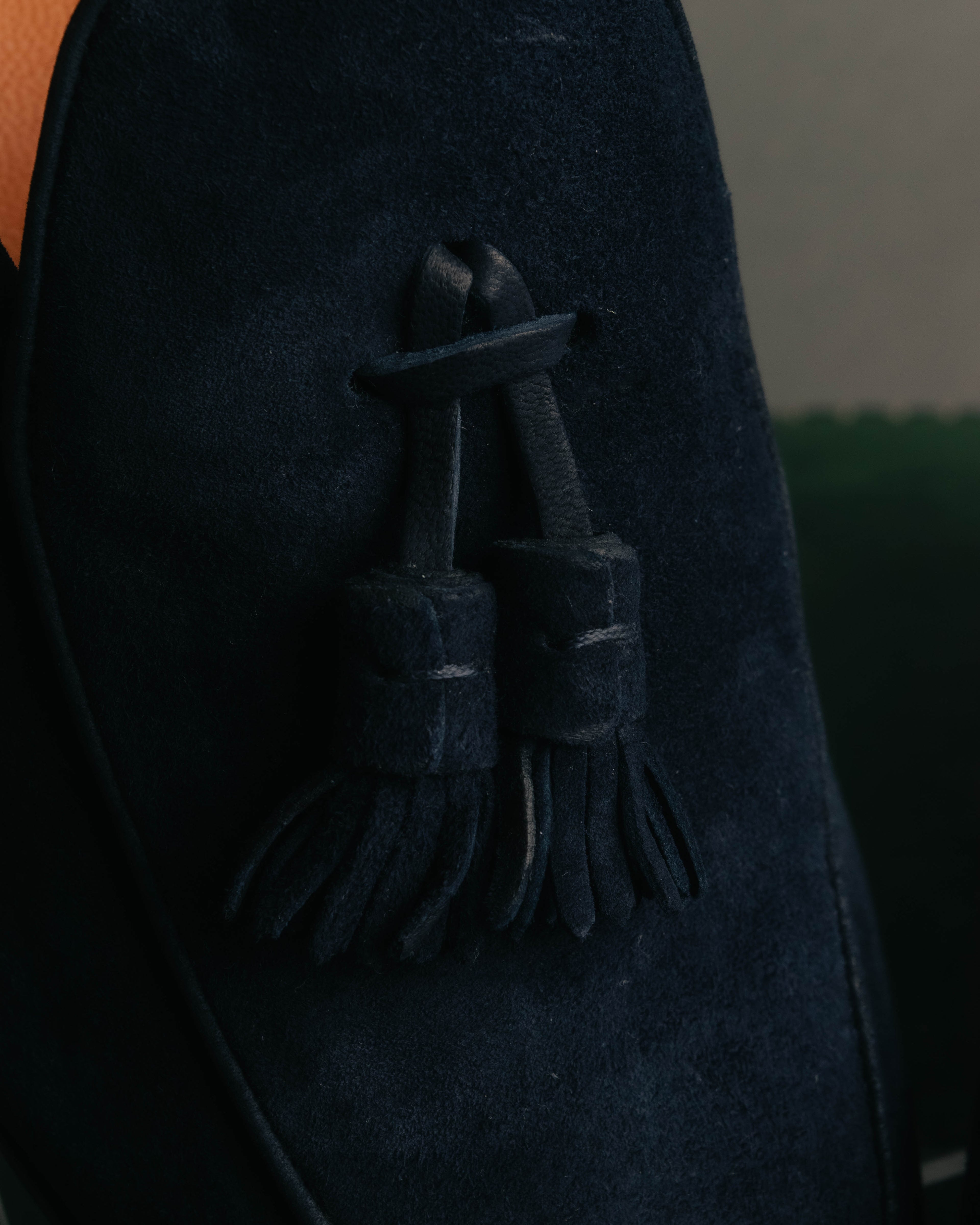 "Santoni" 2010's-2020's Elegant navy suede tassel loafers