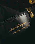 “Salvatore Ferragamo” 00’s-10’s Crocodile embossed vara bow 2way handbag