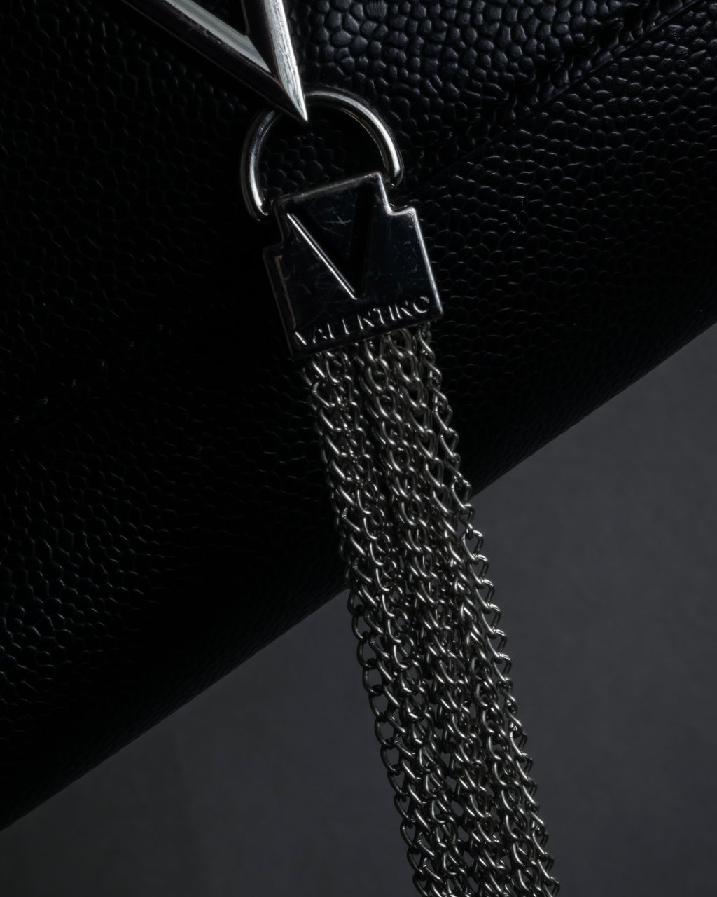 "VALENTINO" Textured leather V tassel chain shoulder bag