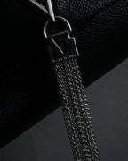 "VALENTINO" Textured leather V tassel chain shoulder bag