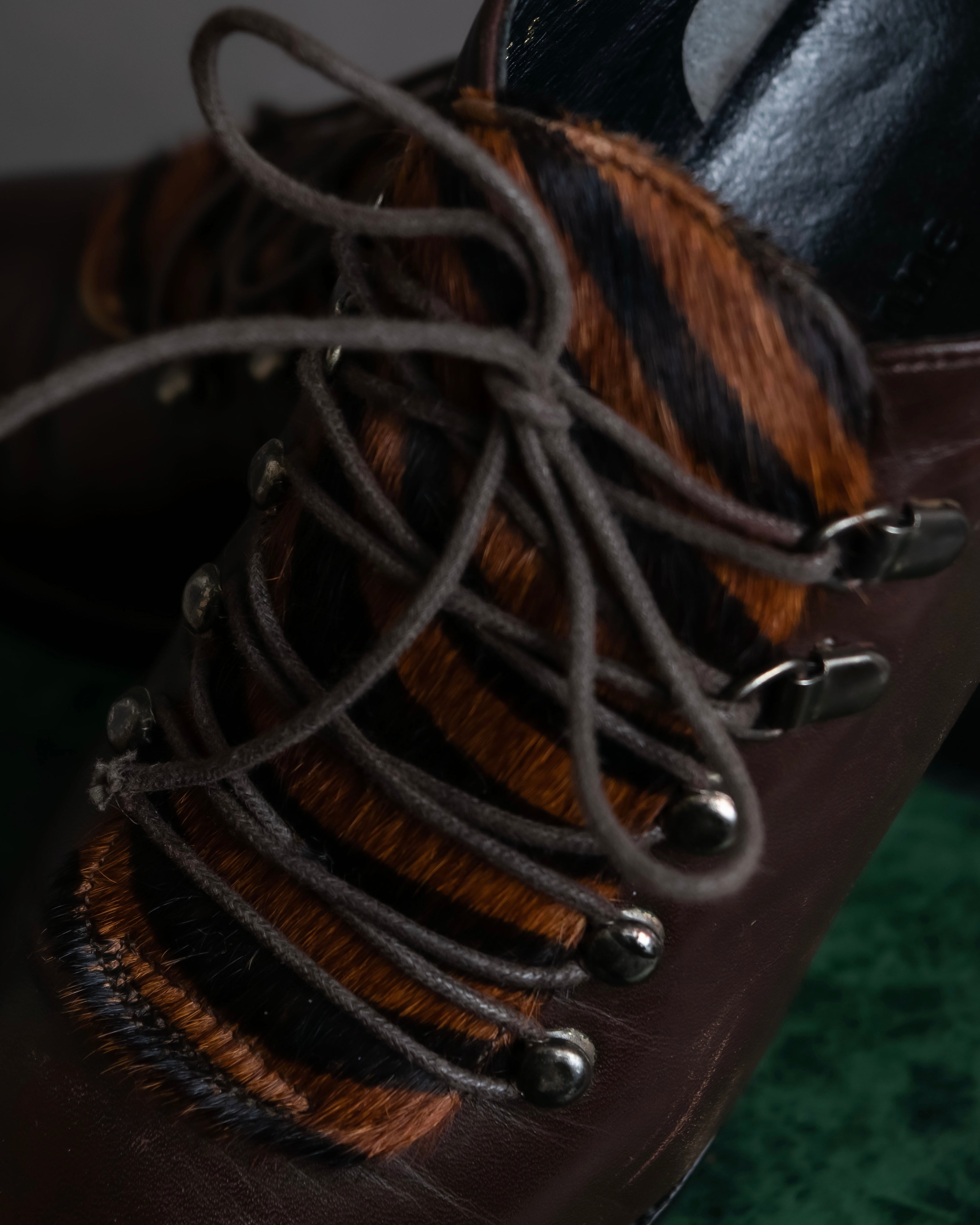 "Pinky&Dianne" Animal fur pattern lace-up heel shoes