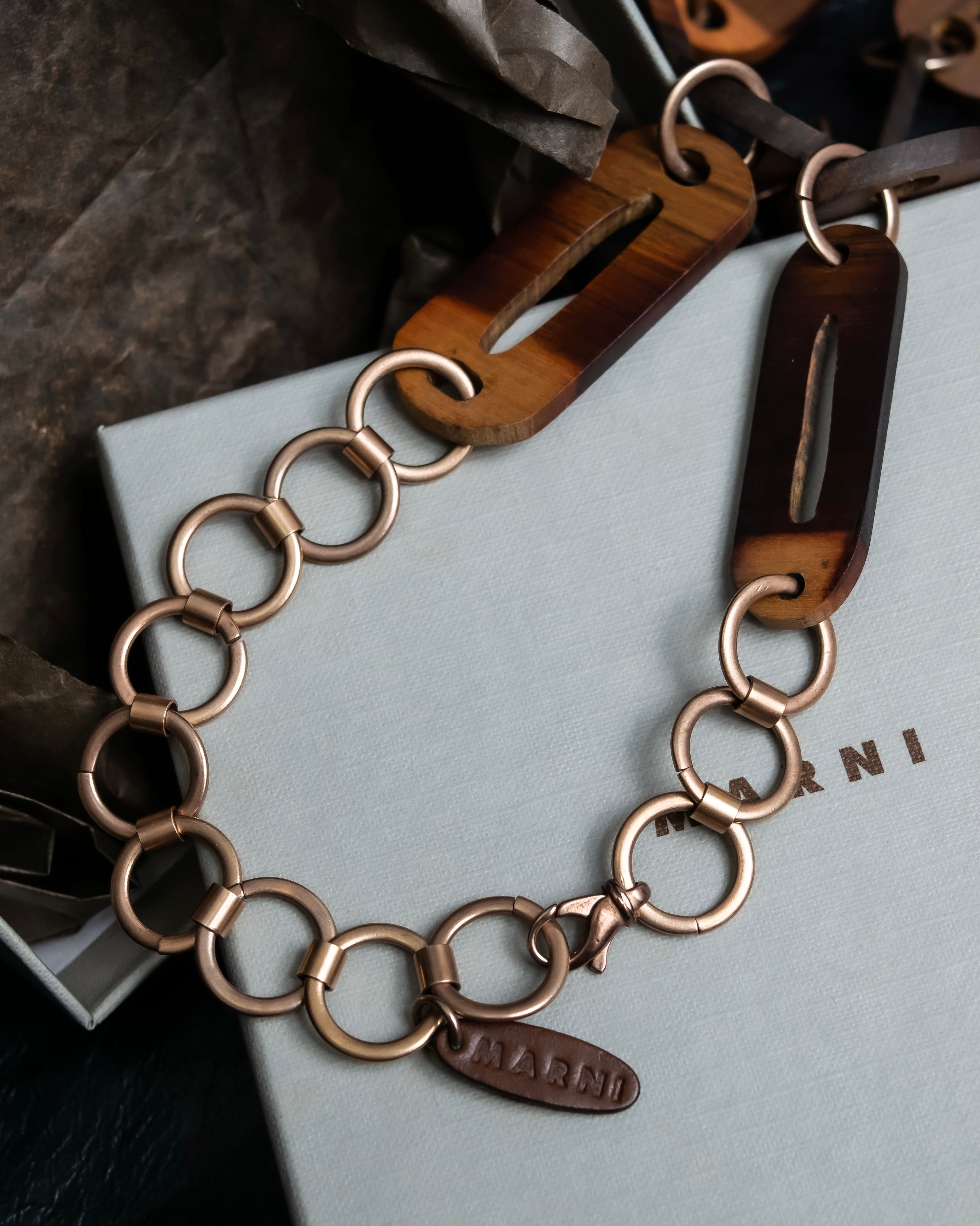 "MARNI" Large tree and chain combination necklace