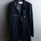 "Karl Lagerfeld" Front ribbon design separate fabric switching long tailored jacket