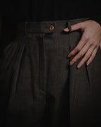 "CHANEL" High waisted pleated slacks with signature gold button