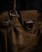 "Salvatore Ferragamo" Gathered form Gancini motif design suede hand bag