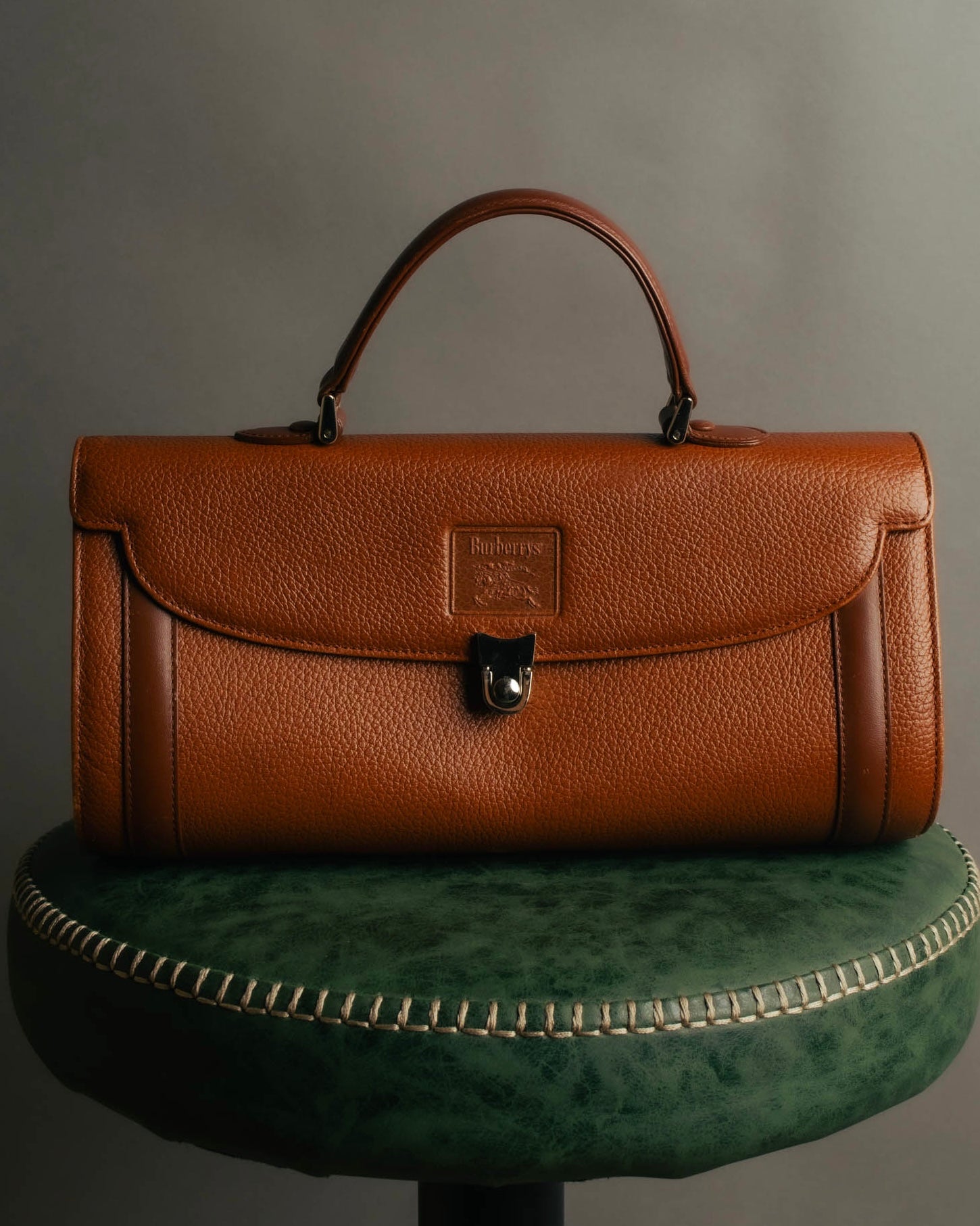 "Burberrys" 80's-90's Classic grained leather top handle handbag