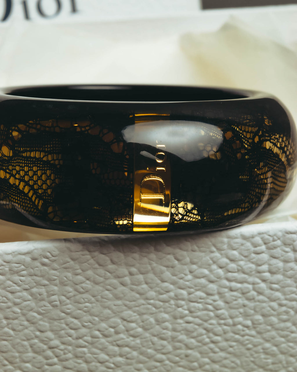 “Dior” 2002-2010 Lace embedded lucite bangle
