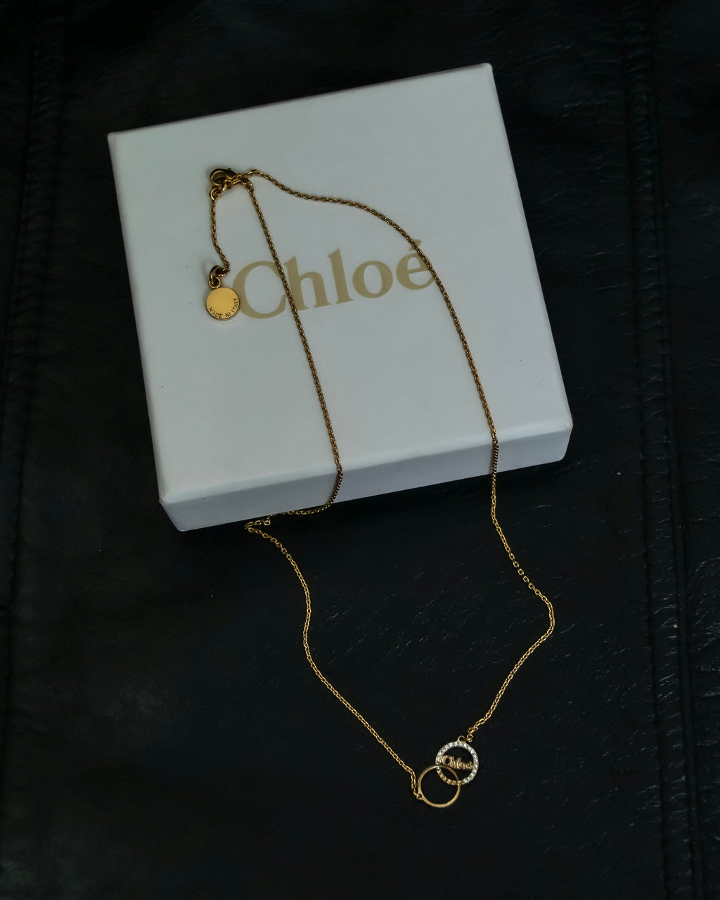 “Chloé” jewelry attached double ring necklace