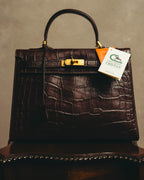 -SPECIAL- "CRISTIAN FLORENCE" 90's-00's Classic crocodile embossed leather structured top handle bag