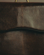 “YVES SAINT LAURENT” 80’s-90’s Sculpted flap lizard leather shoulder bag