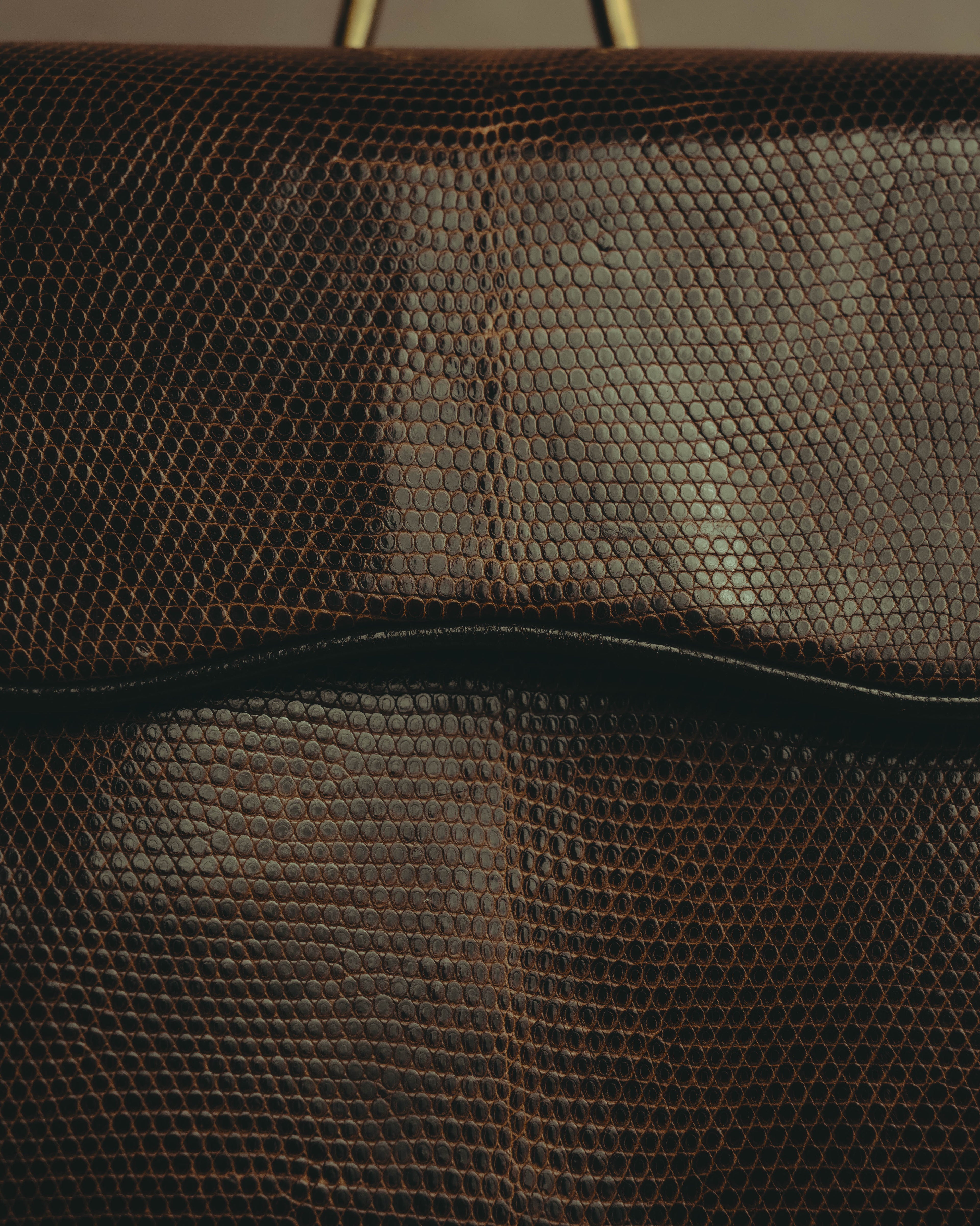 “YVES SAINT LAURENT” 80’s-90’s Sculpted flap lizard leather shoulder bag