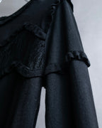 "VALENTINO" Ruffle＆lace design black knit