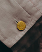 "Hermès" 80's-early 90's Pale pink herringbone cotton dress shirt