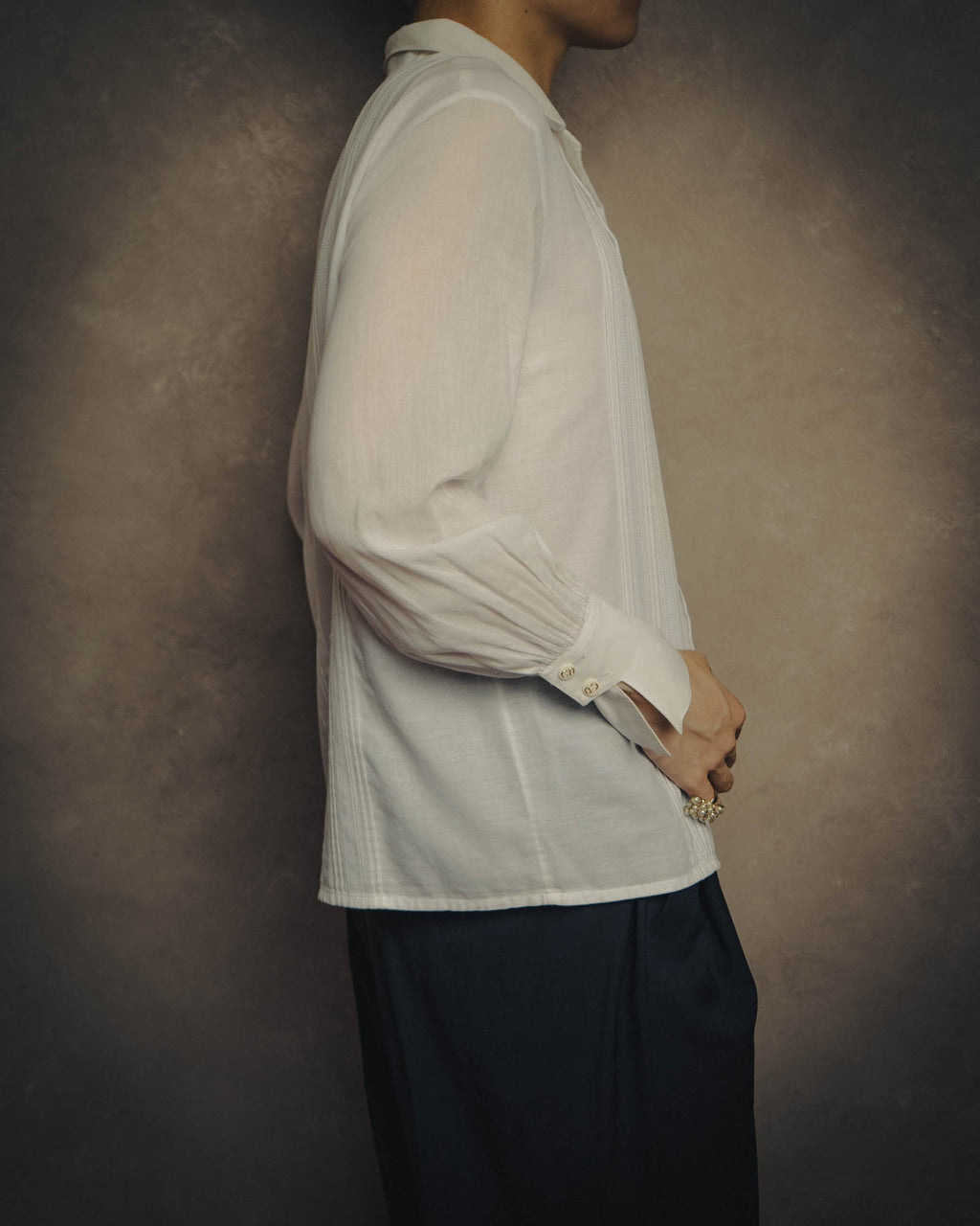 -SPECIAL- “Christian Dior” 90’s-00’s pleated bib dress shirt