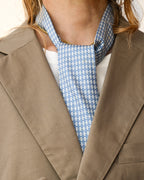 HERMES/ H Logo Silk Tie Sky Blue × Whigte