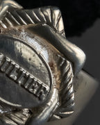 "JEAN PAUL GAULTIER" Logo engraved oval motif silver 925 rope ring