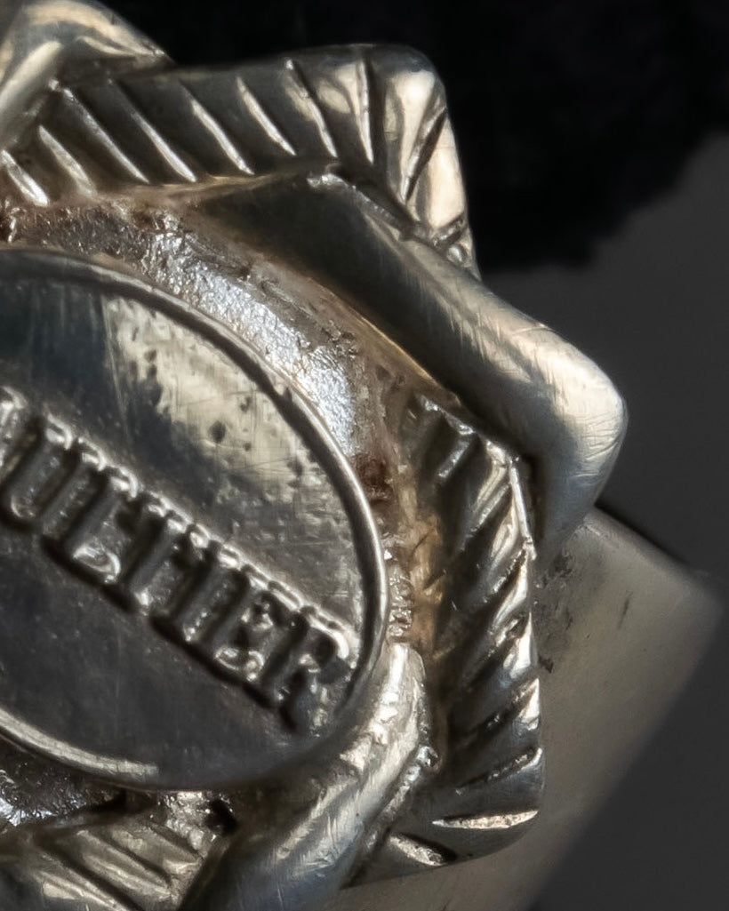 "JEAN PAUL GAULTIER" Logo engraved oval motif silver 925 rope ring