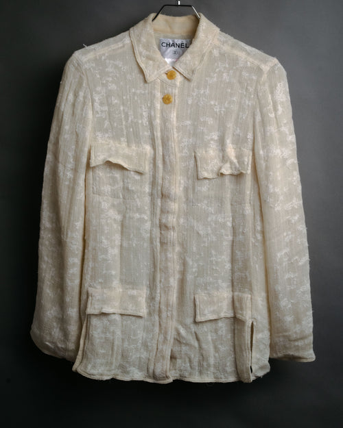 -SPECIAL- “CHANEL” 99’s Sheer fancy tweed safari jacket