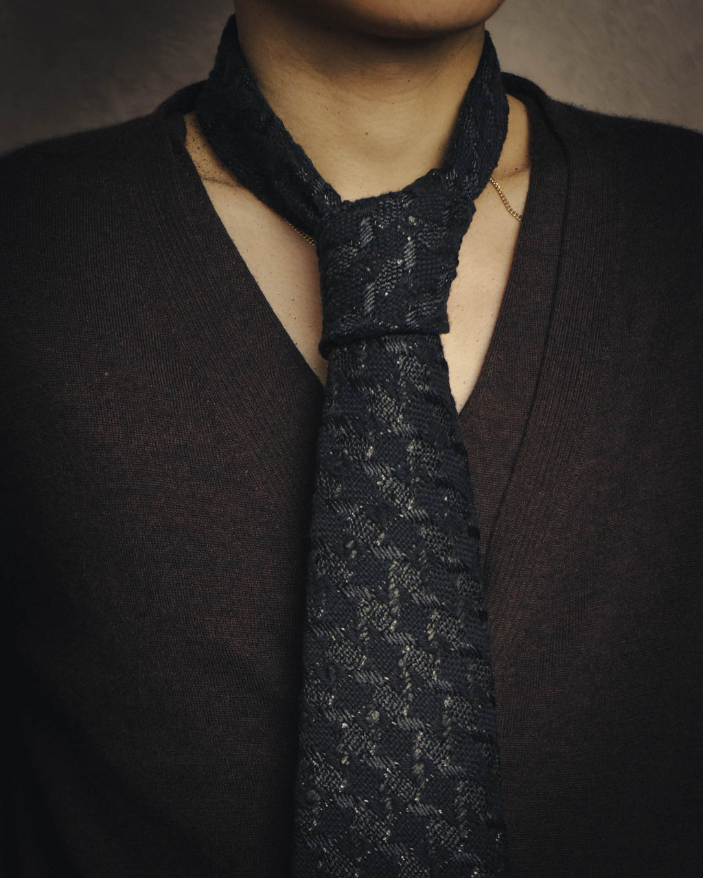 -SPECIAL- “CHANEL” 05Spring black tweed fringe necktie