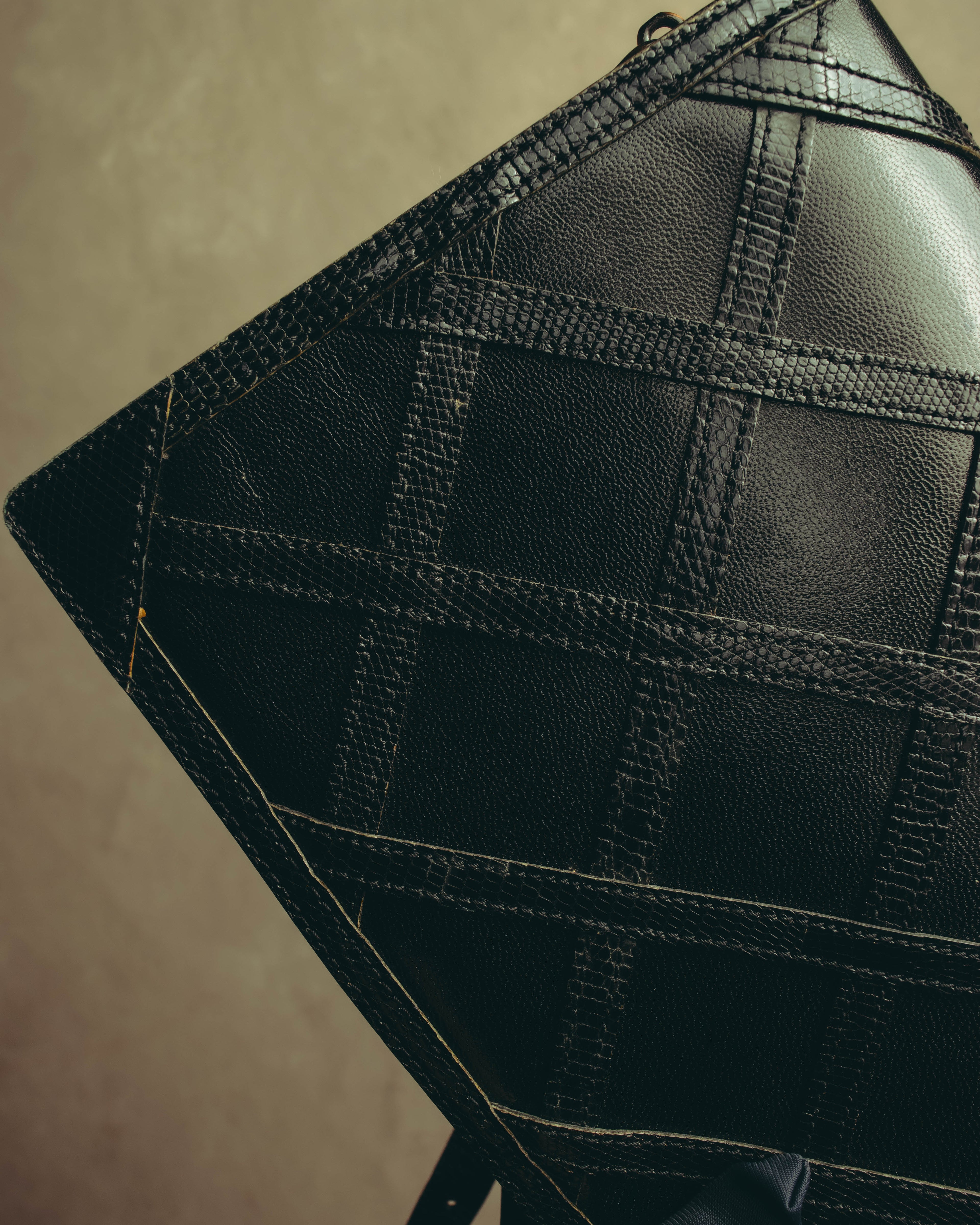 "Yves Saint Laurent" 80's-90's Lattice textured leather shoulder bag