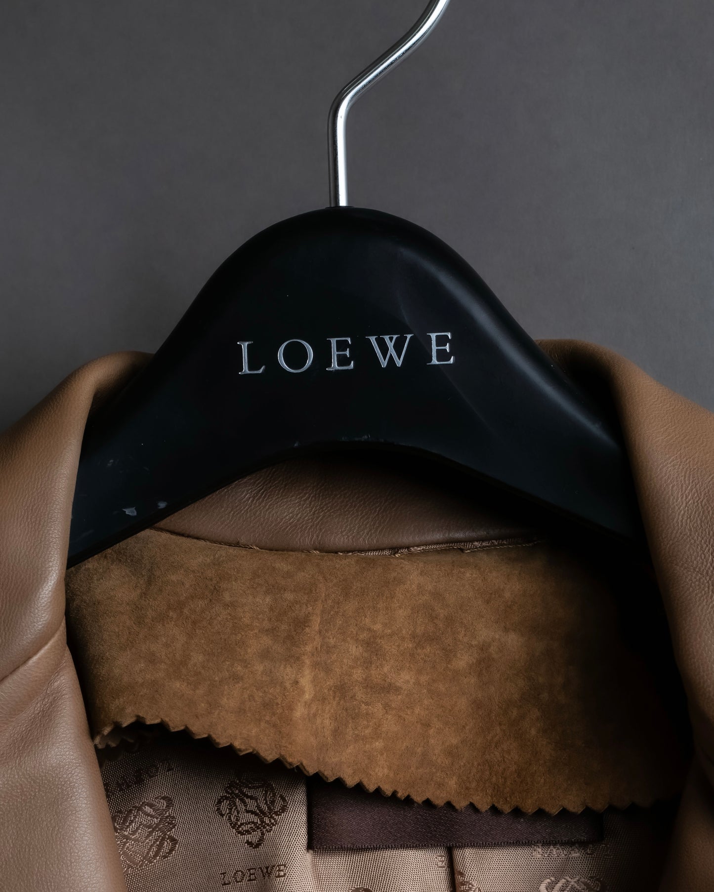 "LOEWE"  Camel brown leather tailored jacket