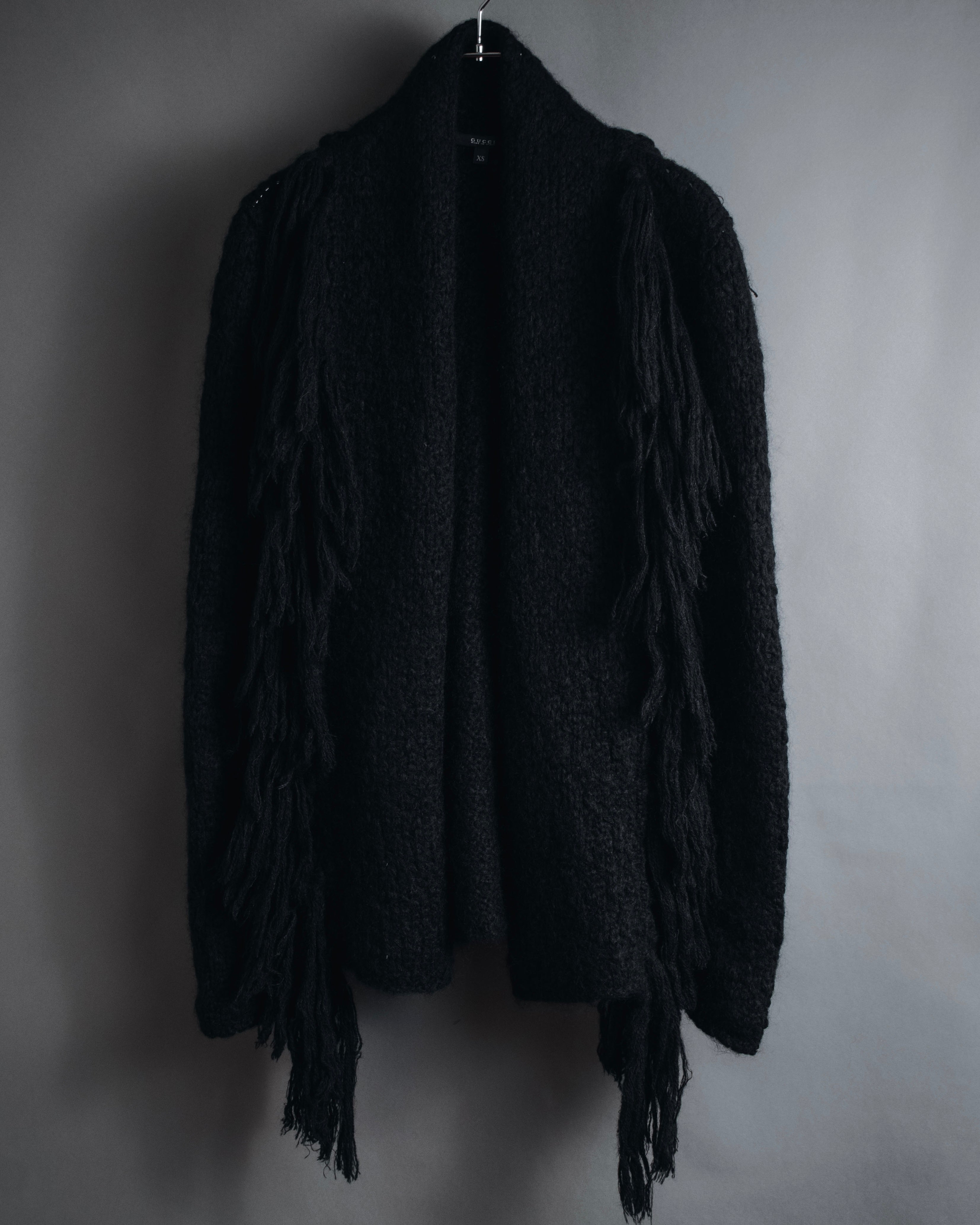 古驰 2012秋冬流苏骆驼色马海毛针织开衫