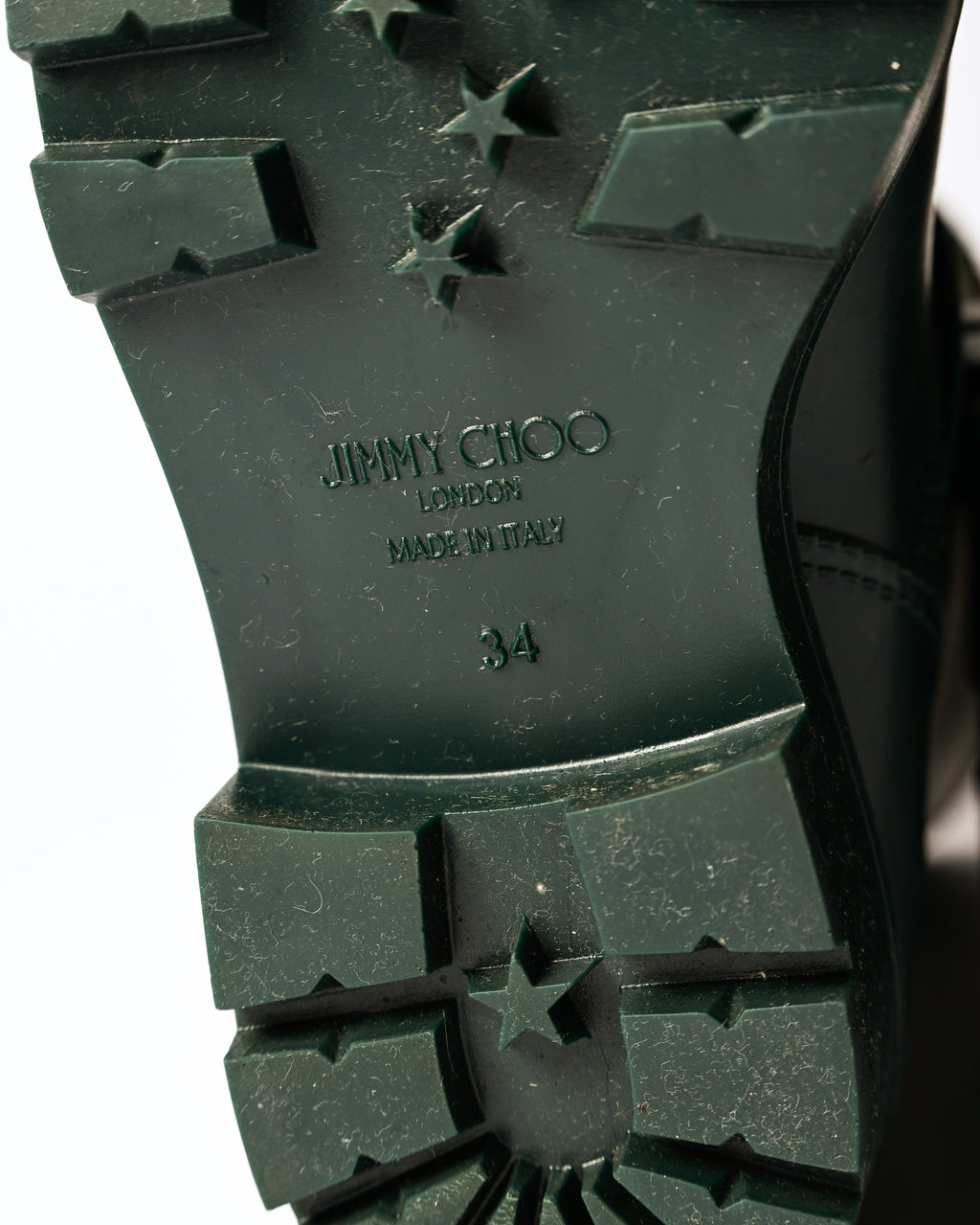 JIMMY CHOO/ Belts Detailed Rubber Rain Boots Dark Green
