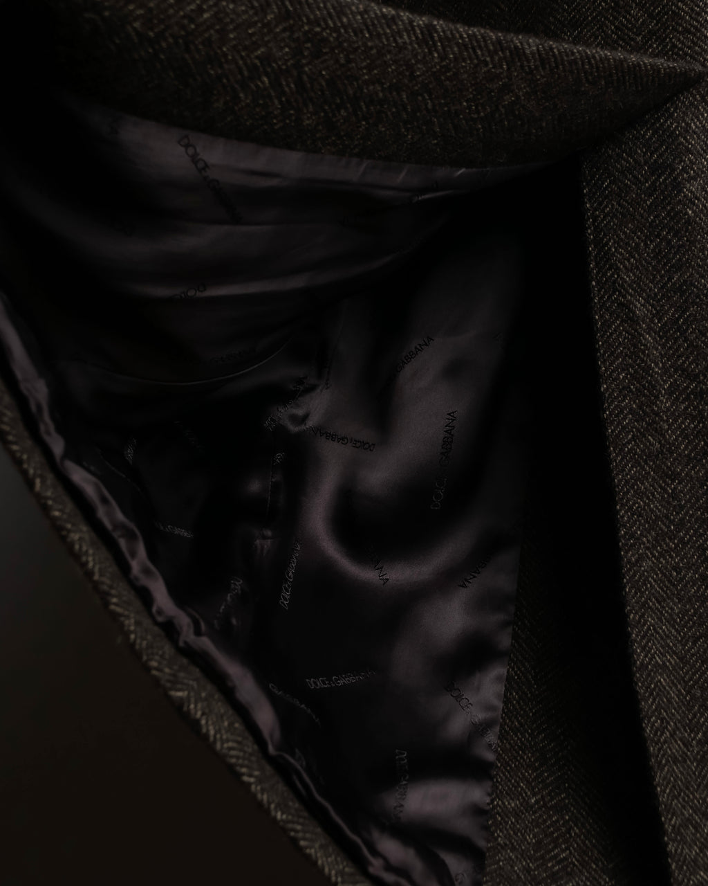 "Dolce &amp; Gabbana" Herringbone pattern slim shape chester coat