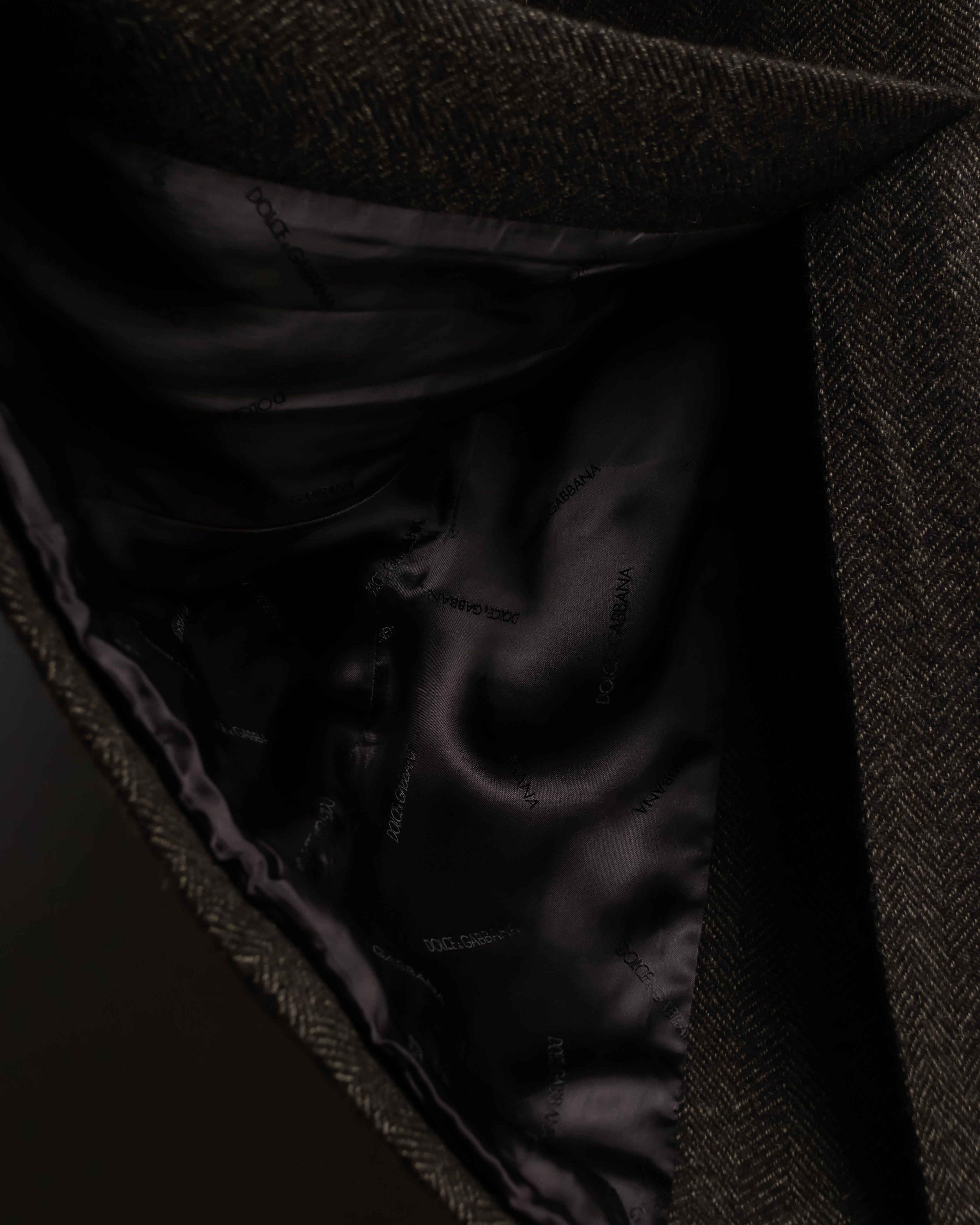 "Dolce &amp; Gabbana" Herringbone pattern slim shape chester coat