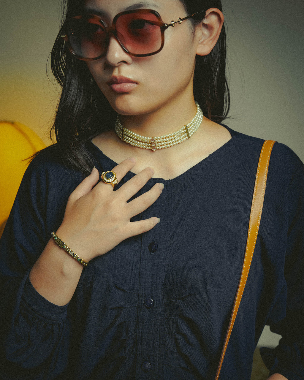 -SPECIAL- “Christian Dior” 90’s–00’s pearl cabochon multi-strand choker necklace