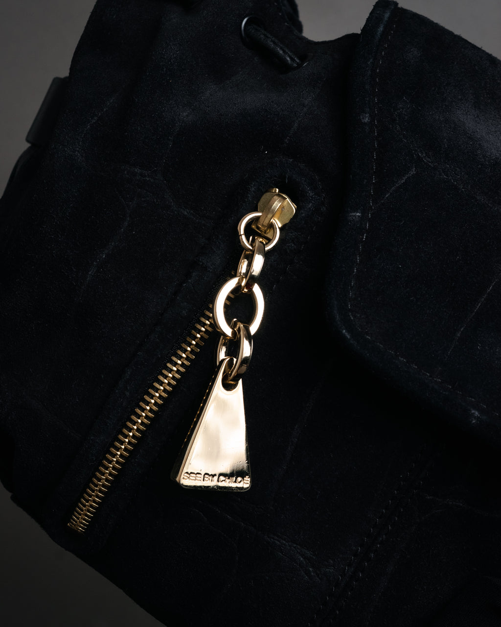“SEE BY CHLOÉ” 2010’s Croc embossed suede drawstring bag
