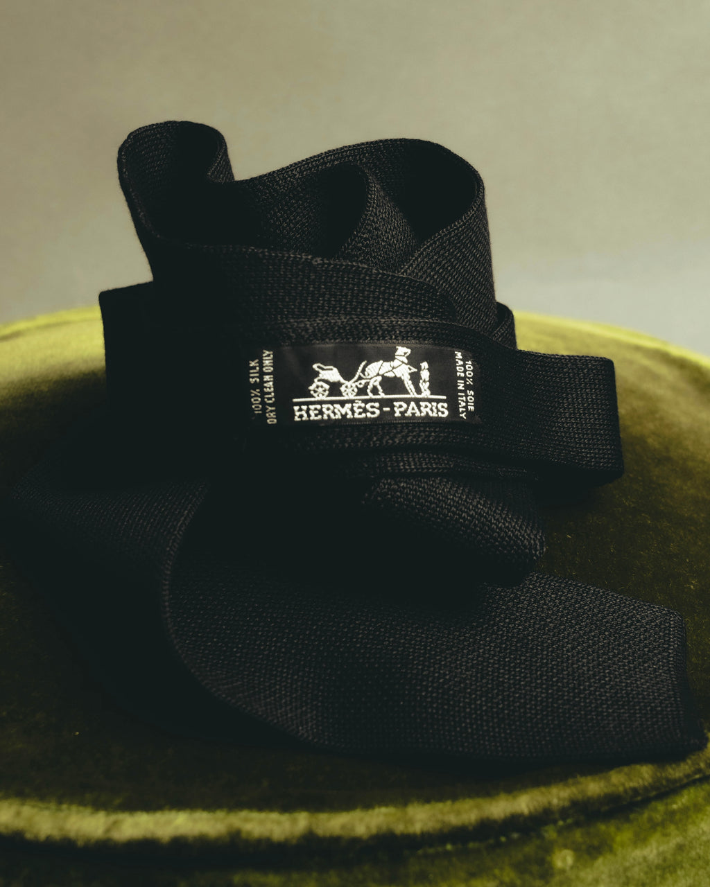 "Hermès" Black silk knit tie