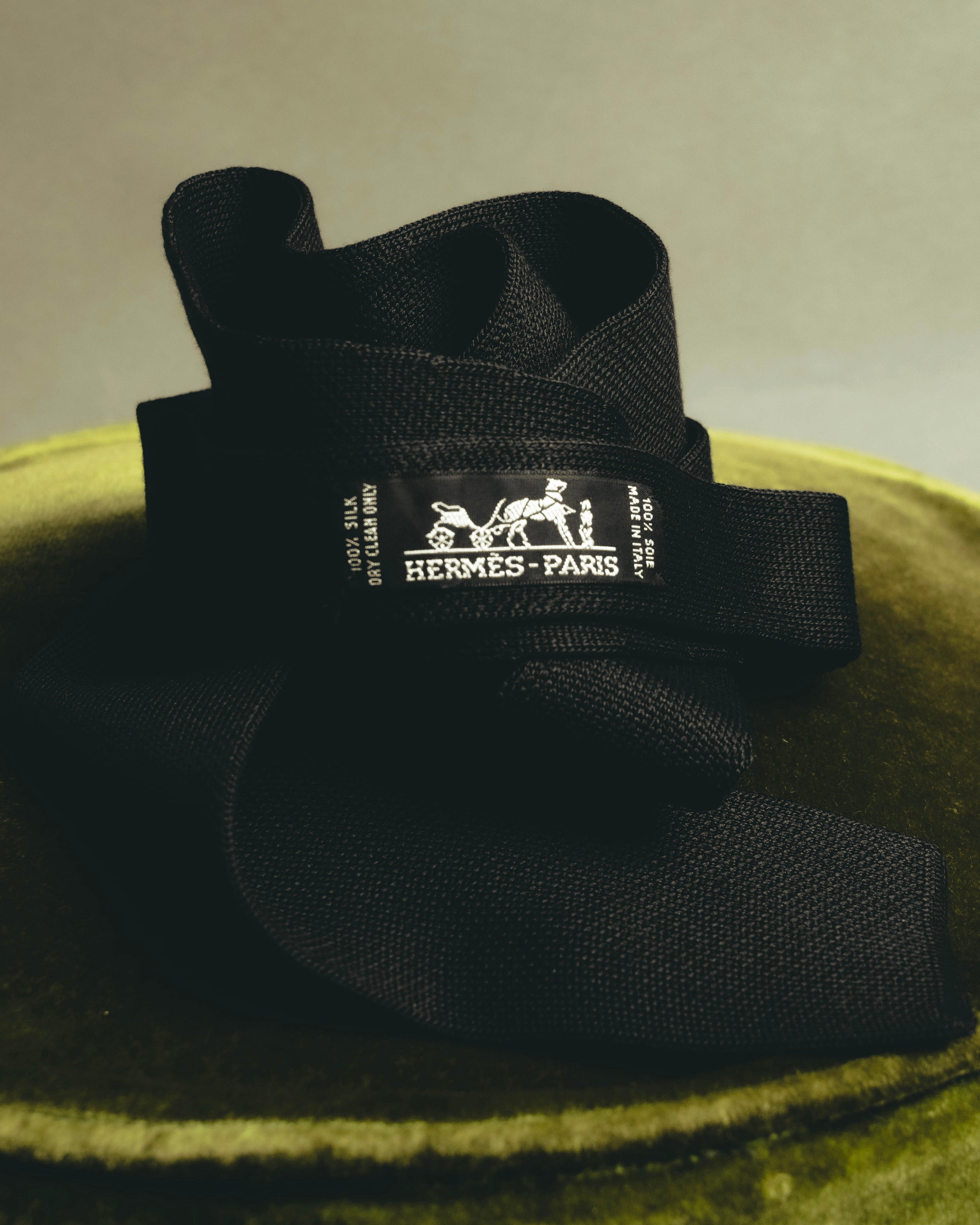 "Hermès" Black silk knit tie