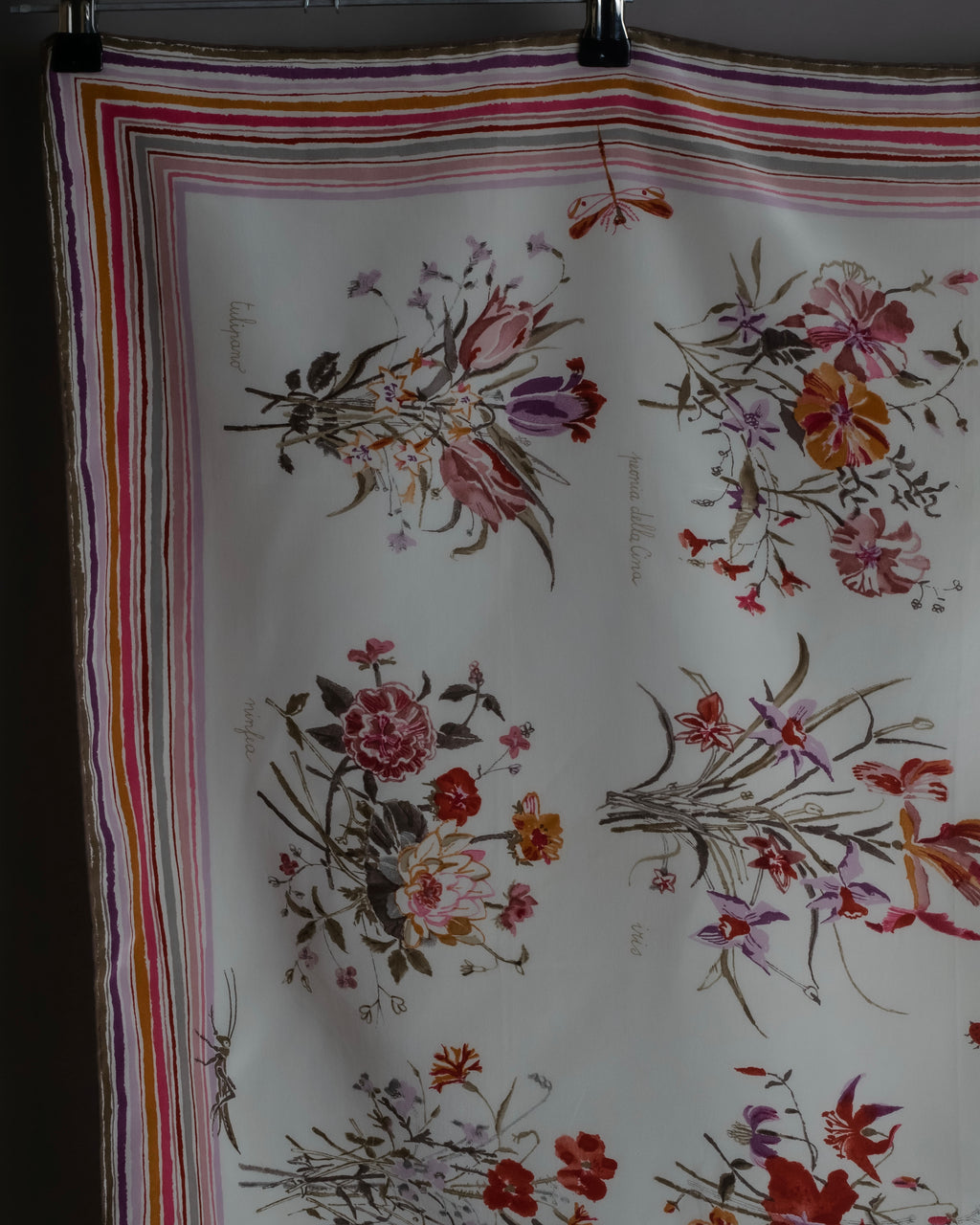 “GUCCI” Botanical printed silk scarf