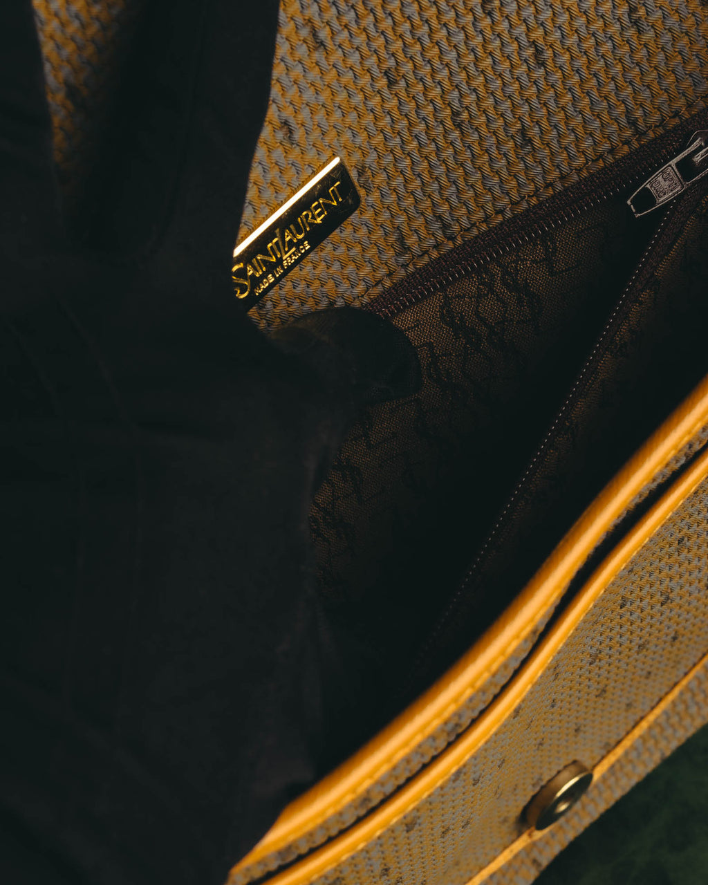 "Yves Saint Laurent" 70's-90's Woven leather shoulder bag