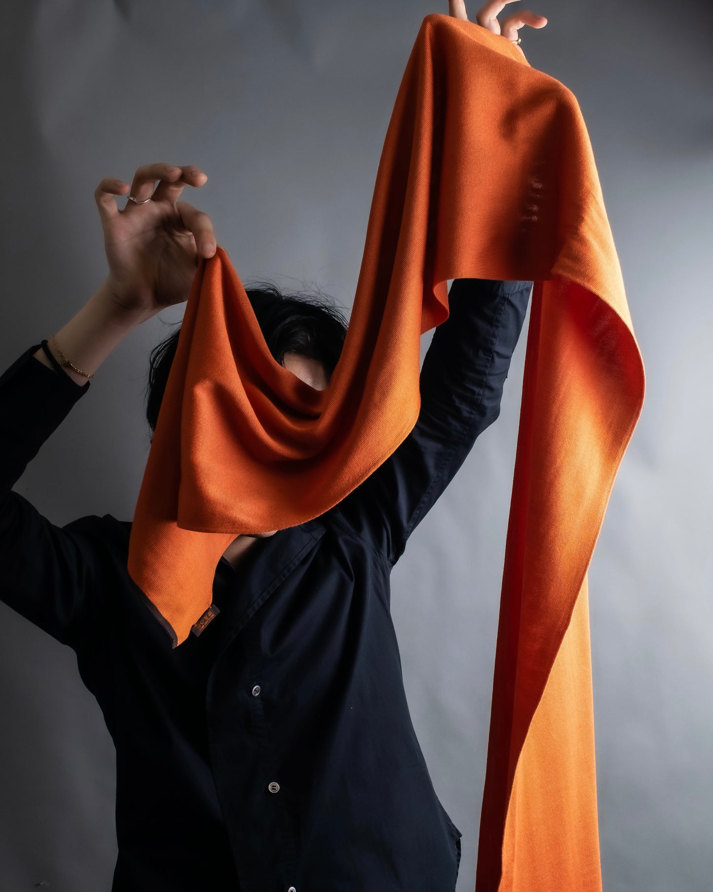 "HERMES" Hermes orange color silk stole