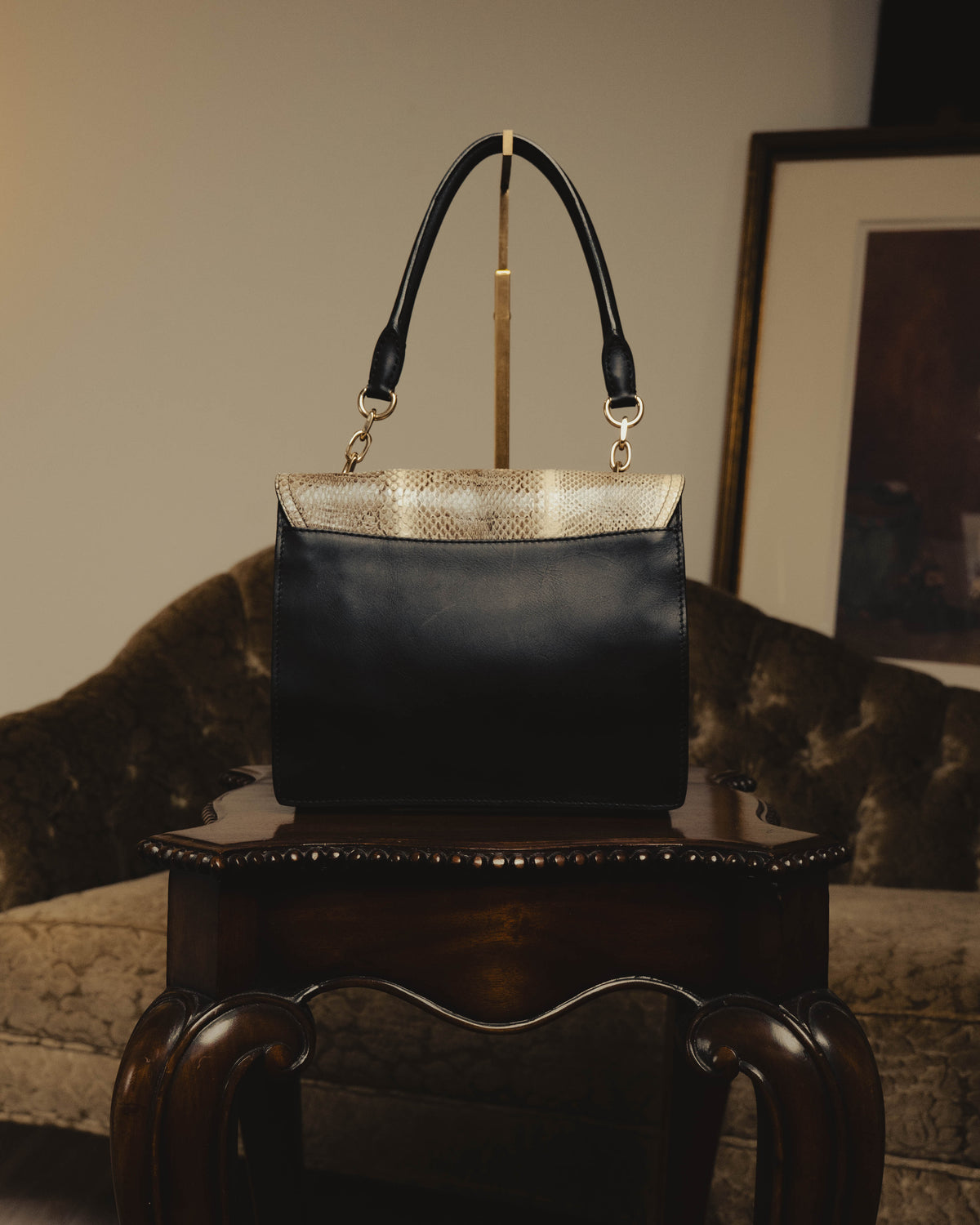 “Max Mara” Late 90’s-early 00’s exotic leather flap chain bag