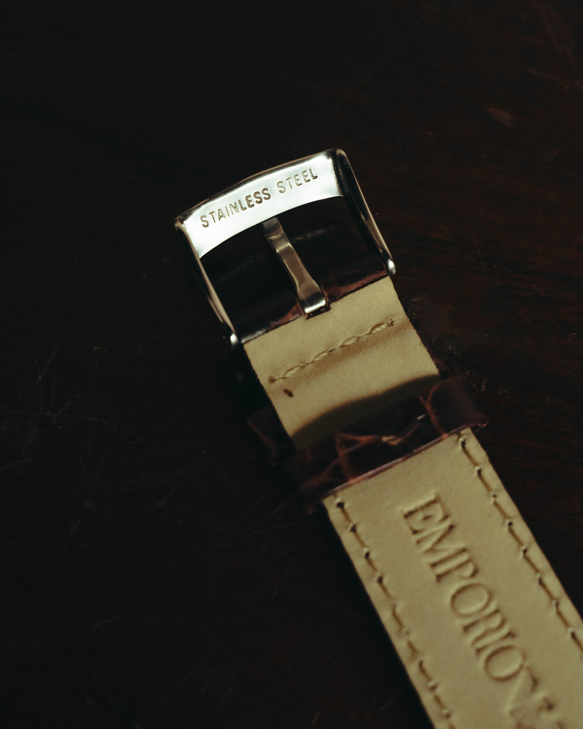 “EMPORIO ARMANI” Late 90’s-early 10’s Art deco rectangular leather strap watch