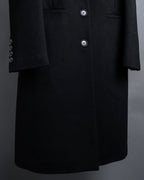 "GUCCI" Michele period solid black wool tailored coat