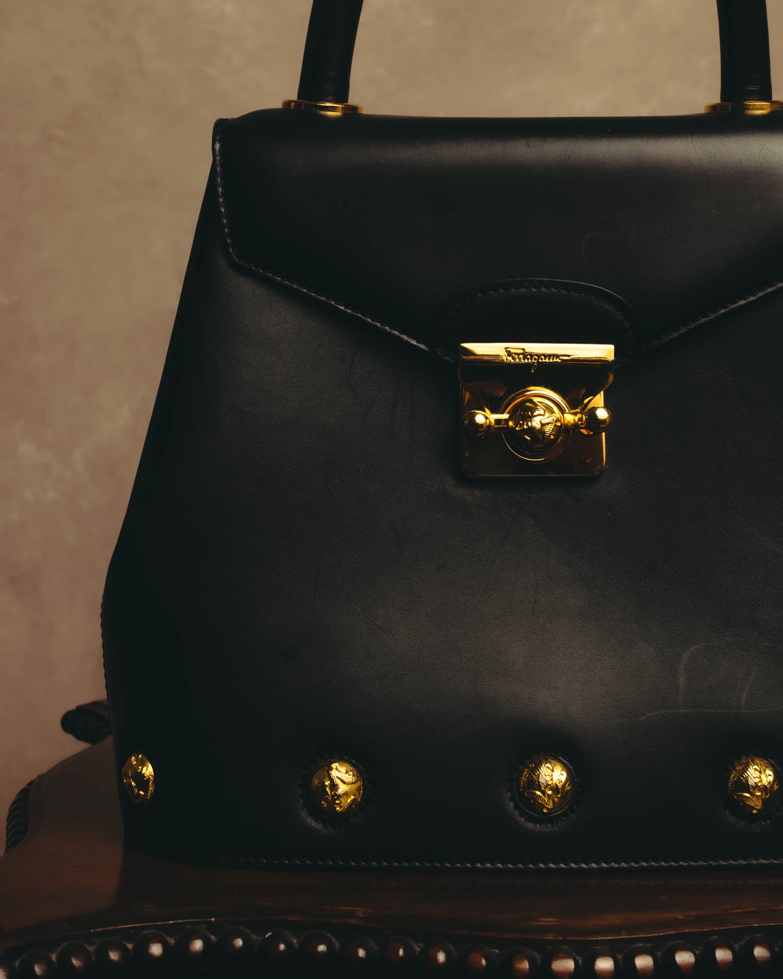 "Salvatore Ferragamo" 90's-00's Elegant leather 2 way handbag