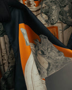 "Hermès" 90's-00's Architectural printed silk scarf