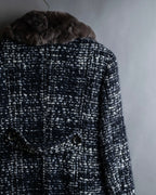 "Weekend Max Mara" Fur trimmed design collar tweed flare coat