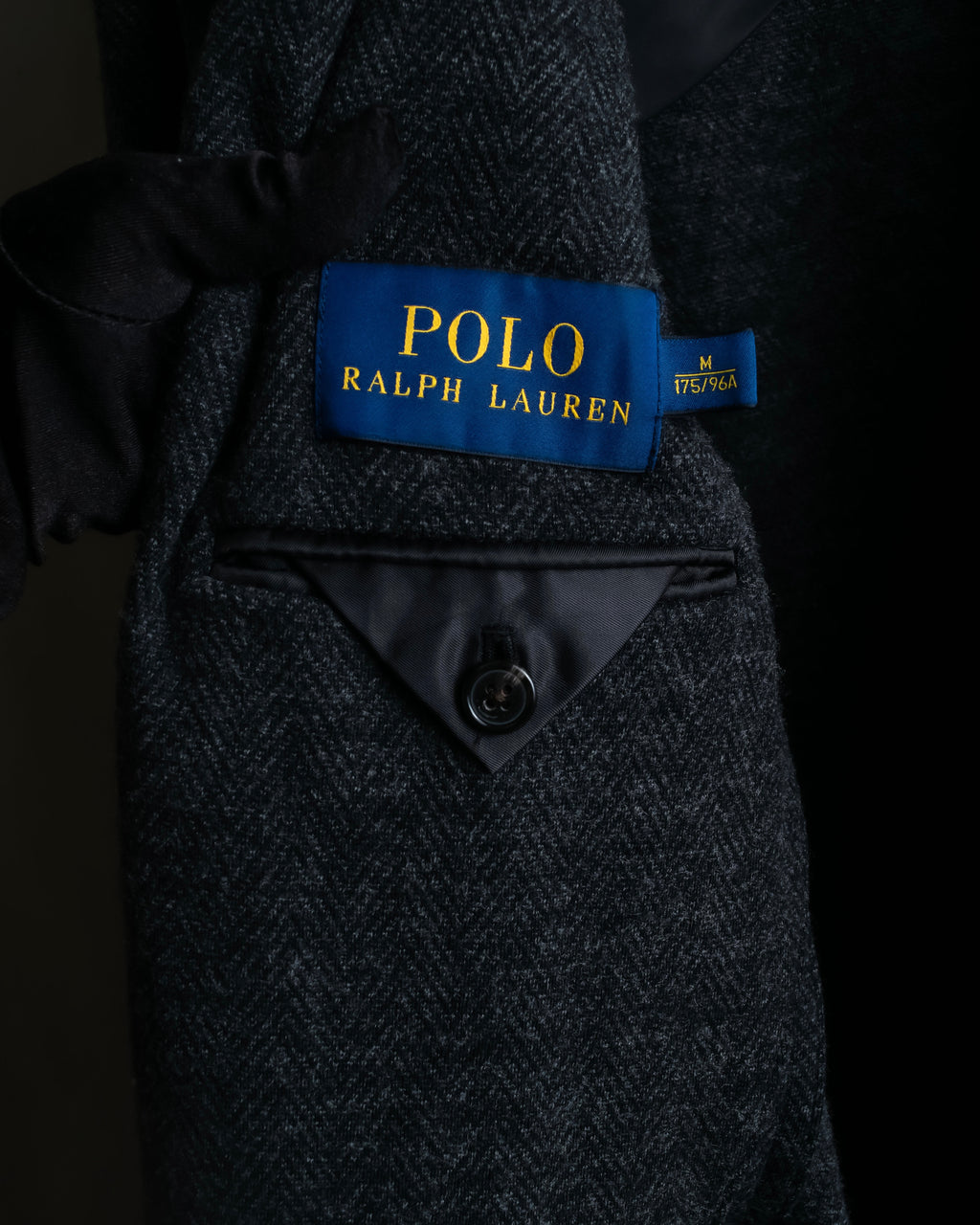 "POLO Ralph Lauren" Herringbone weave charcoal gray tailored jacket
