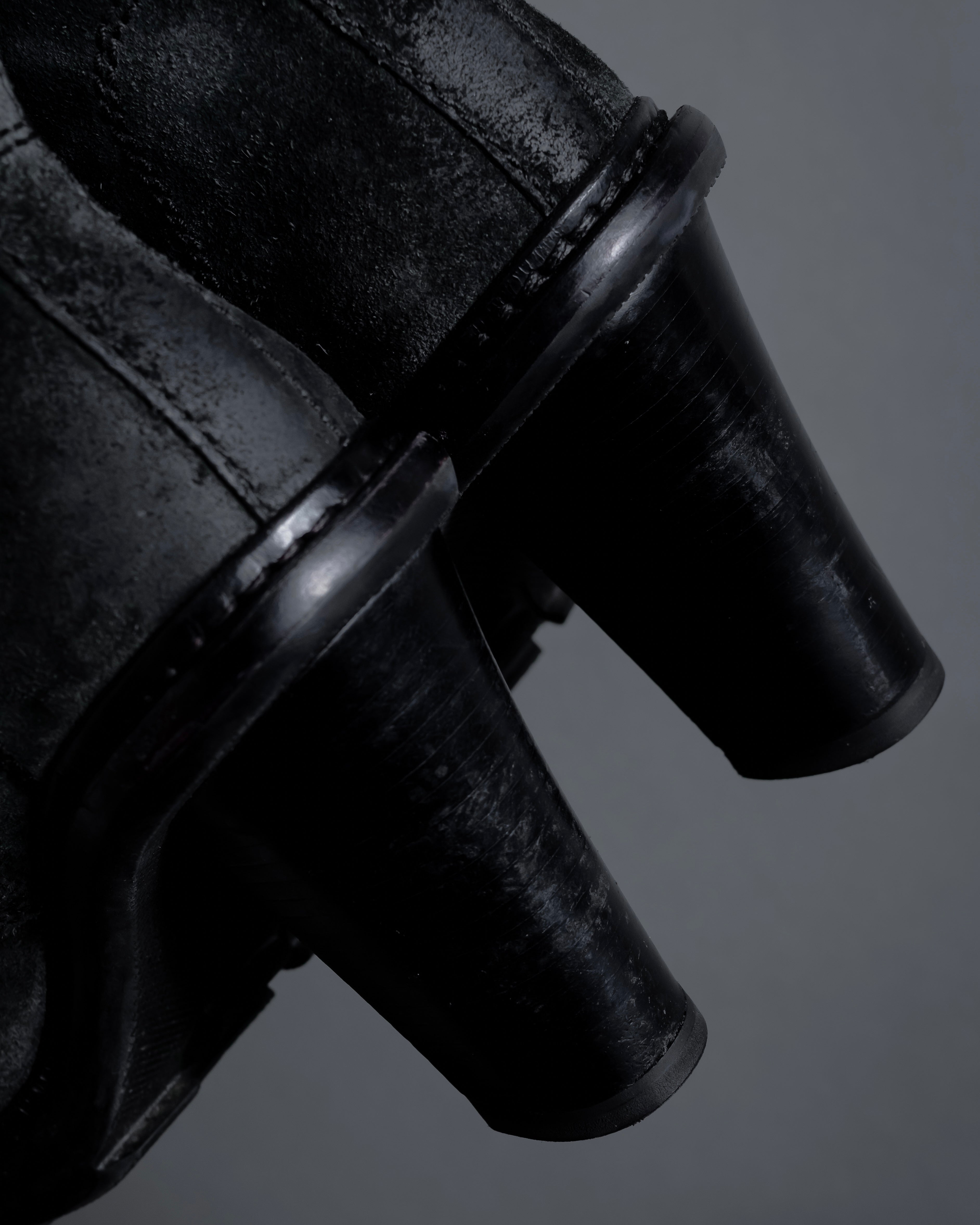 "PRADA" Military detail brushed leather lace-up long boots