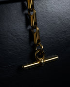 "CELINE" 80's-90's Square silhouette gold parts design leather hand bag