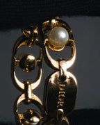 "DIOR" Chain link pearl accents ring