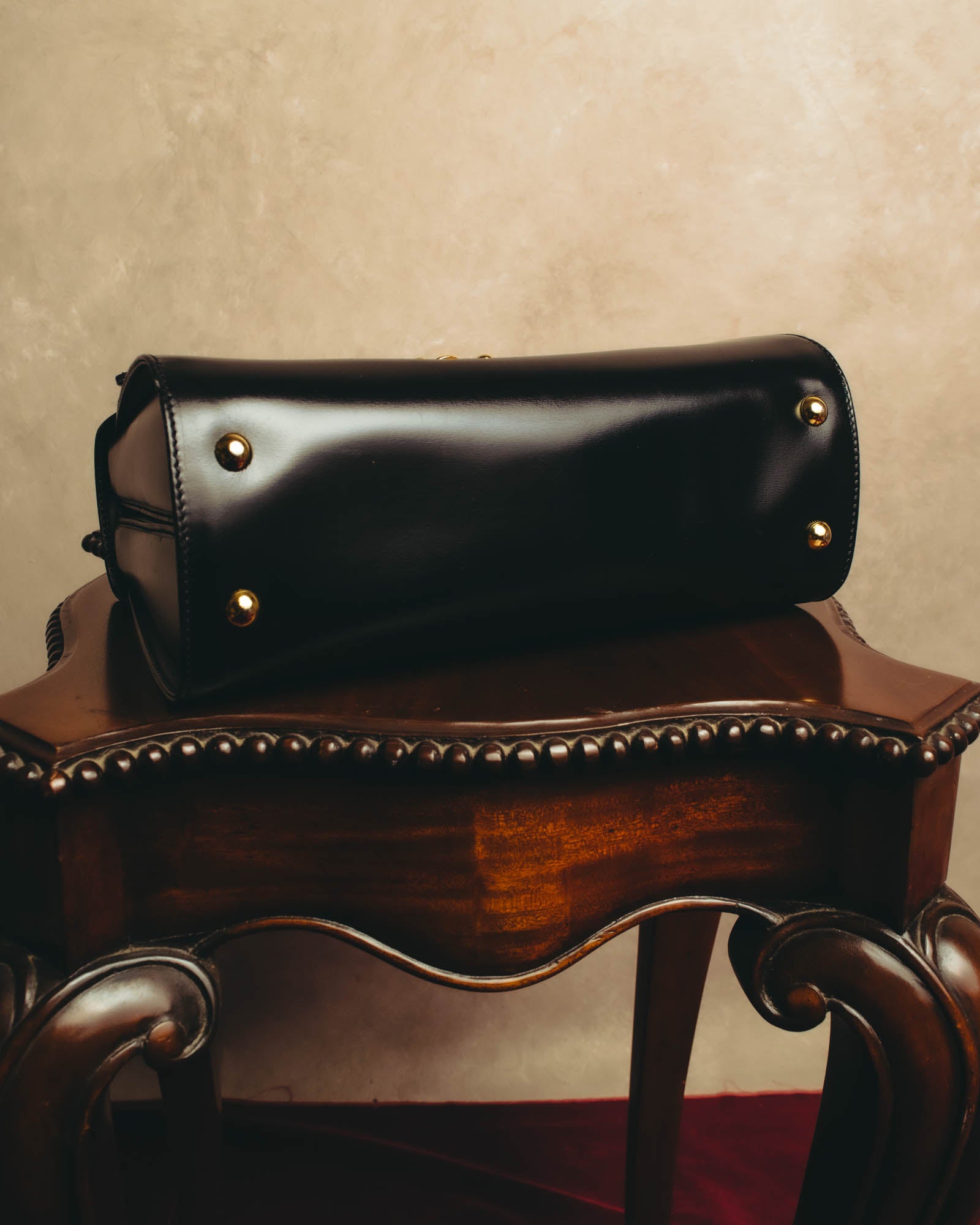 "LORENZO de MEDICI" 80's-00's Structured leather top handle handbag