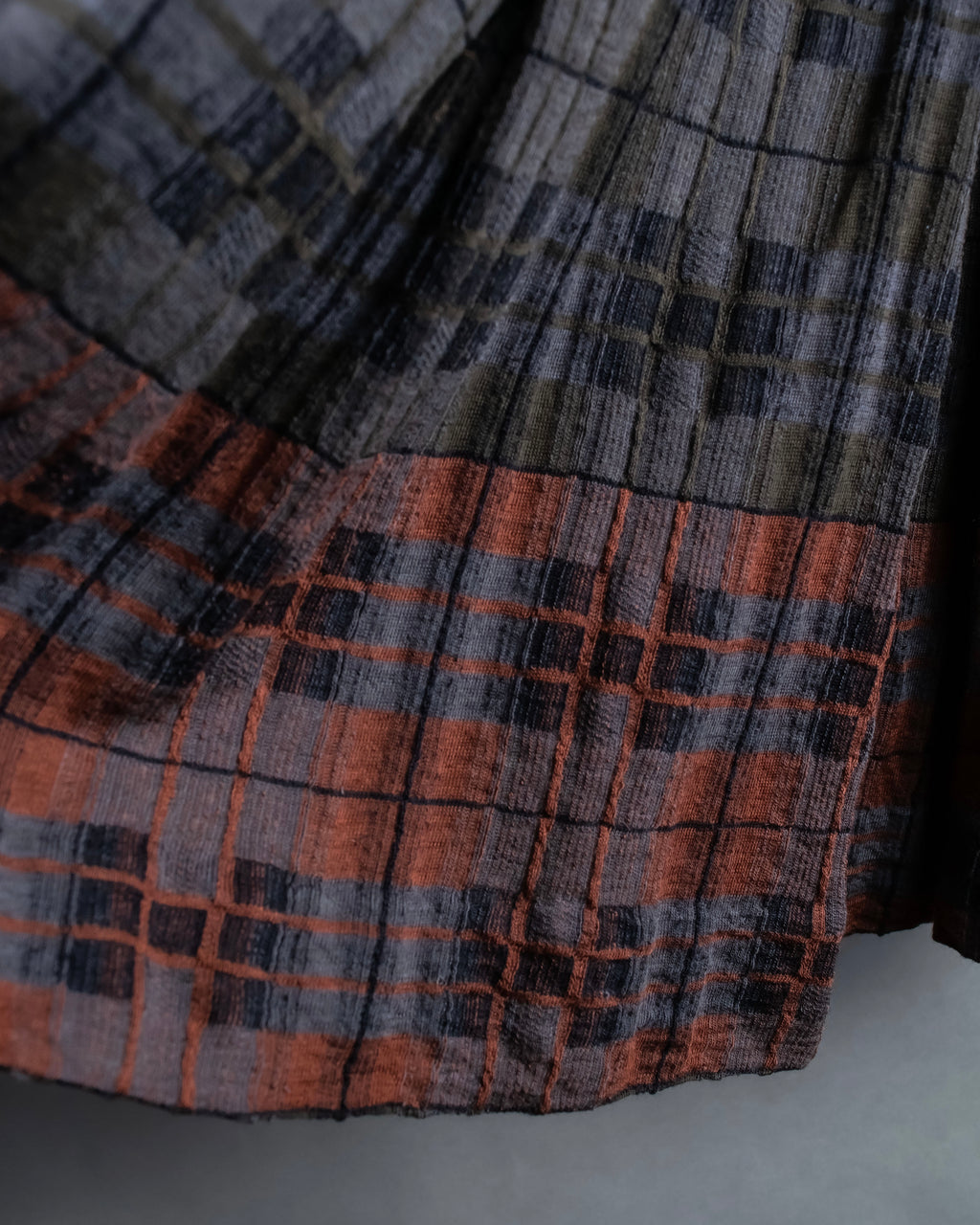 "HERMES" Check pattern cropped skirt